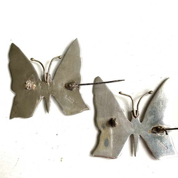 2 VTG sterling/abalone butterfly brooches - Picture 4 of 9